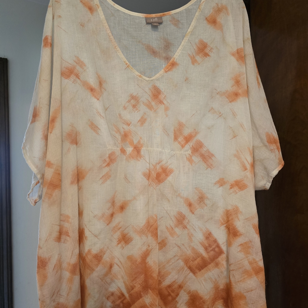 J. Jill Cream and Orange Tunic Top